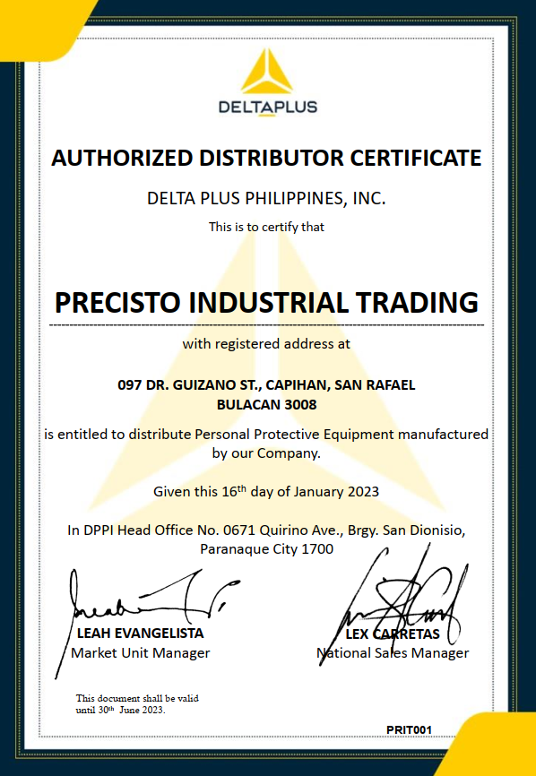 2023 DELTA PLUS DISTRIBUTORSHIP CERTIFICATE