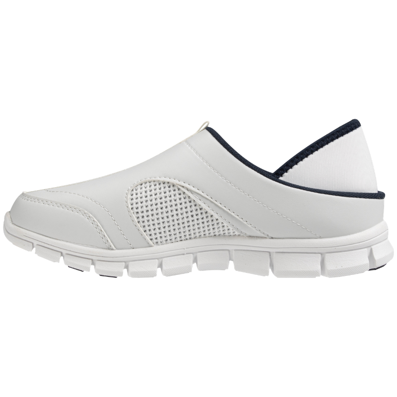 White slip-on athletic SAFETY JOGGER BESTNURSE sneaker with a breathable mesh side panel and chunky sole.