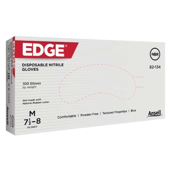 Edge disposable gloves, medium, box of 100.