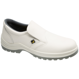 SAFETY JOGGER X0500 S2 SR: a white safety shoe featuring a sturdy grey rubber sole.