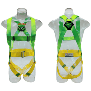 Safety harnesses displayed side by side.