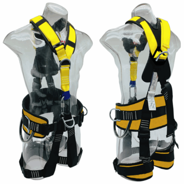 Safety harnesses displayed side by side.