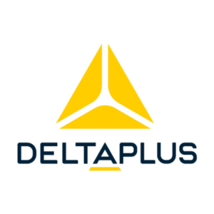 Delta Plus logo: yellow triangular emblem above navy 'DELTAPLUS' wordmark on white background.